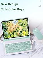 Vista 4 de Teclado de color para iPad 6ª 5ª generación Air 2 iPad Pro 9.7 Funda de teclado con mouse Linda funda de teclado inalámbrico desmontable extraíble