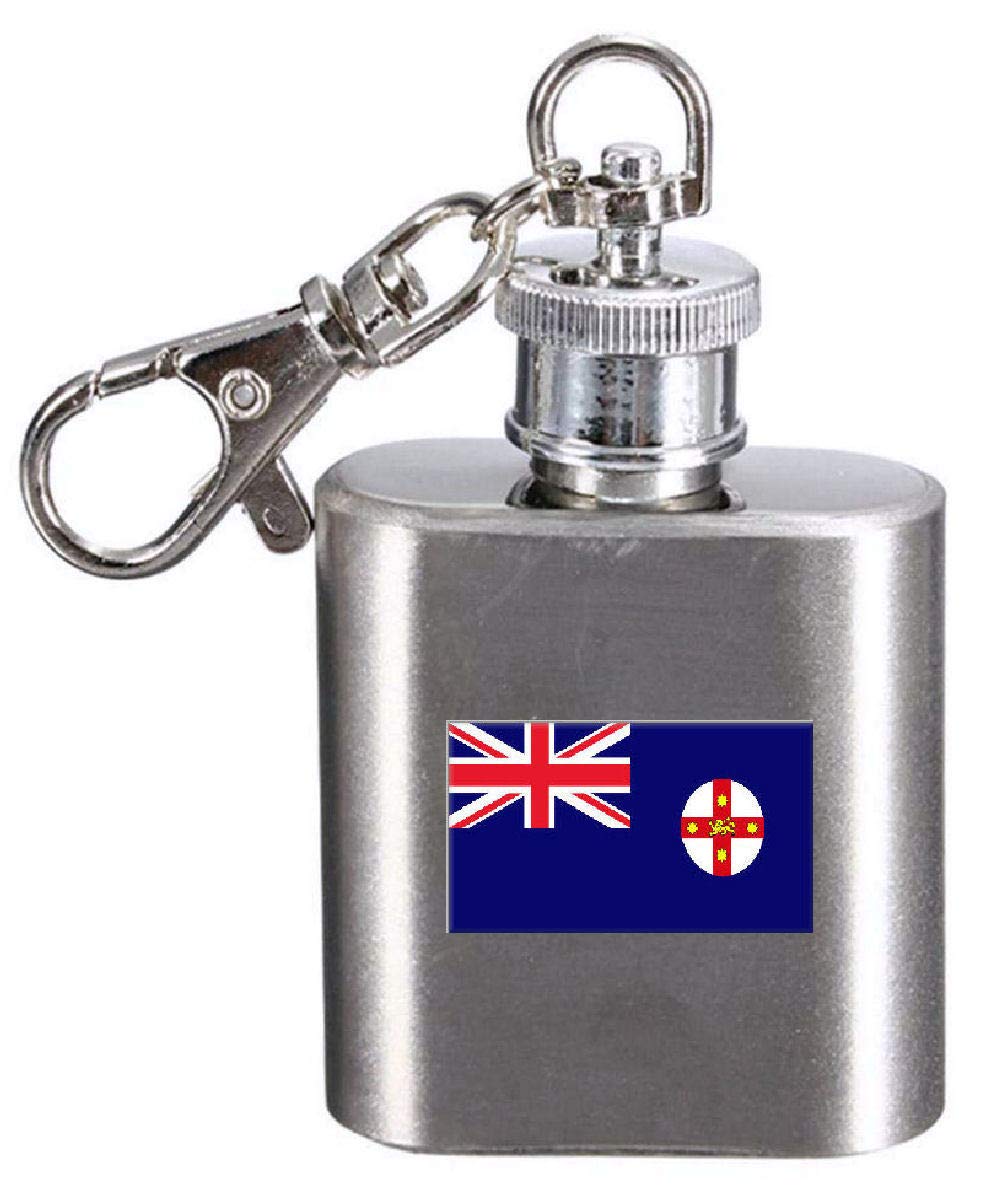 Flasque porte-clés gravé drapeau du Pays de Galles du Sud en acier inoxydable de 30 ml