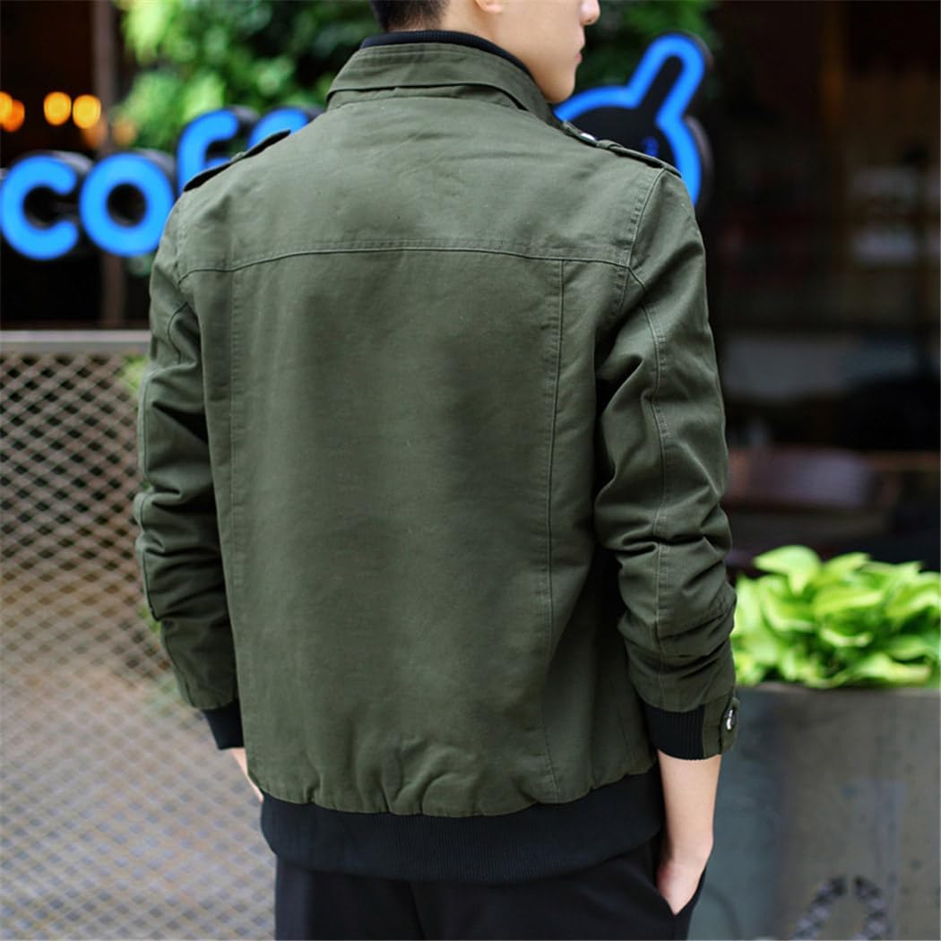 Dvbfufv Mens Jacket Fashion Military Jacket Man Coats Bomber Jacket Stand Casual Jean Coats Streetwear