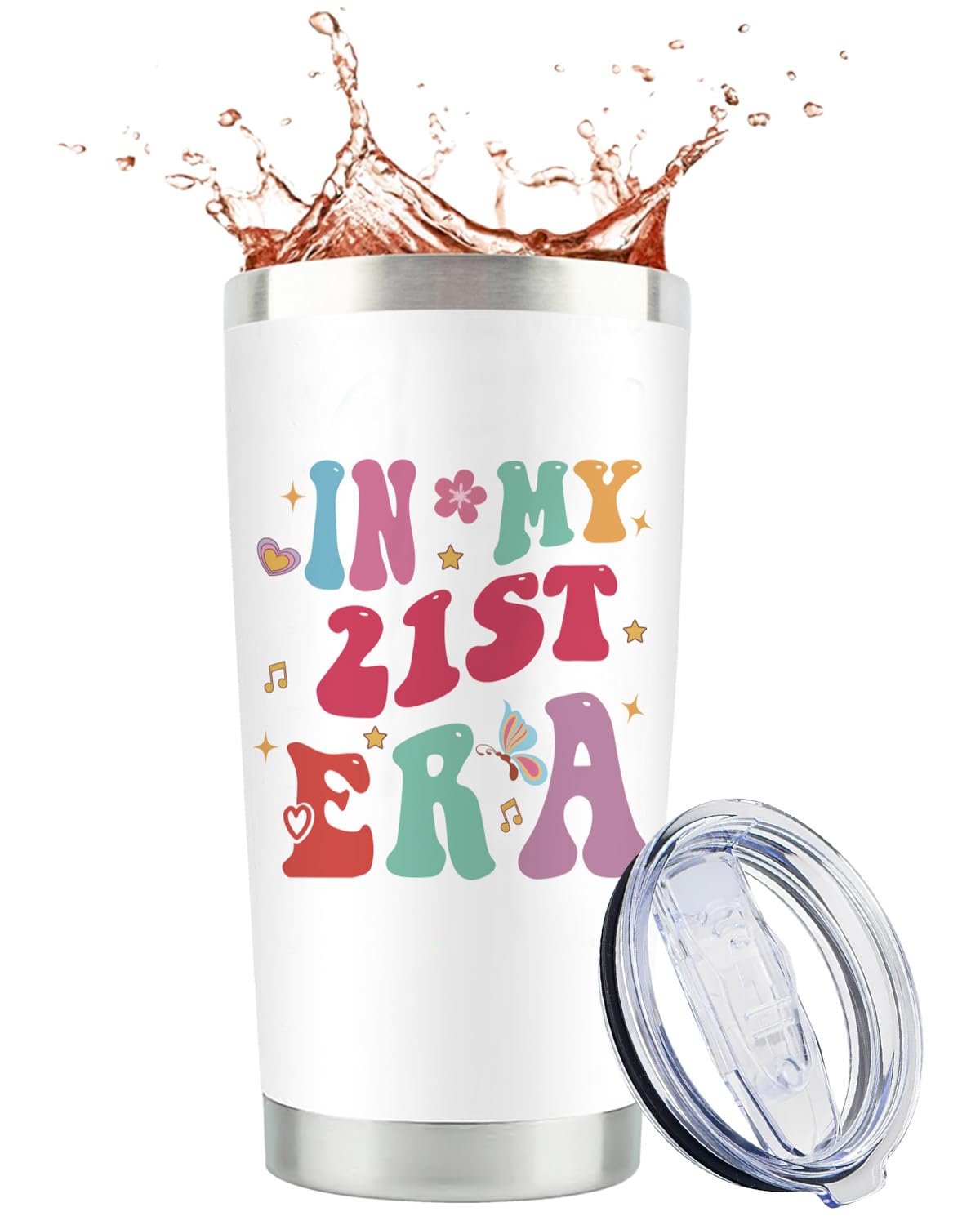 GiftGem 21st Birthday Gifts for Her - Funny 21 Years Old Birthday Cup for Women, Travel Mug, Personalized and Creative Travel Mug, 21st Birthday Gifts for Daughter,Best Friend,Sister,Girlfriend