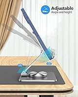 Vista 2 de Soporte para teléfono celular y tablet para escritorio, soporte ajustable de aluminio para iPhone, iPad y teléfonos inteligentes Montaje plegable