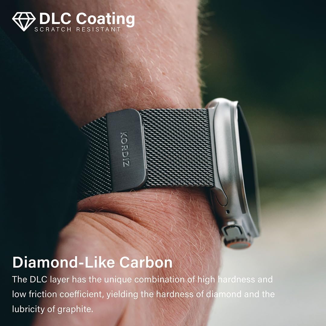 KORDIZ Milanese Mesh Band for Apple Watch ULTRA 3, ULTRA 2/1 [49mm] Silver Natural Titanium & Series 10, 11, SE3, SE2 [46mm] - Mesh Loop Magnetic Clasp iWatch Band