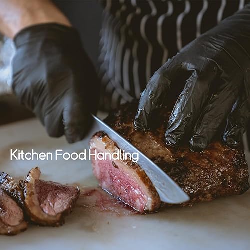 Miniatura 4 de Guantes desechables de nitrilo,Guantes de limpieza de goma sin látex 5 mil,Guantes de cocina seguros para alimentos Guantes de trabajo