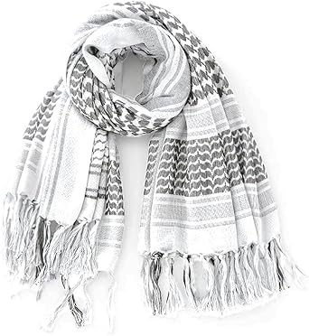 100% Cotton Palestinian Keffiyeh Scarf, Military Shemagh Tactical Desert Scarf Head Neck Wrap for Men and Women