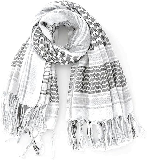 100% Cotton Palestinian Keffiyeh Scarf, Military Shemagh Tactical Desert Scarf Head Neck Wrap for Men and Women