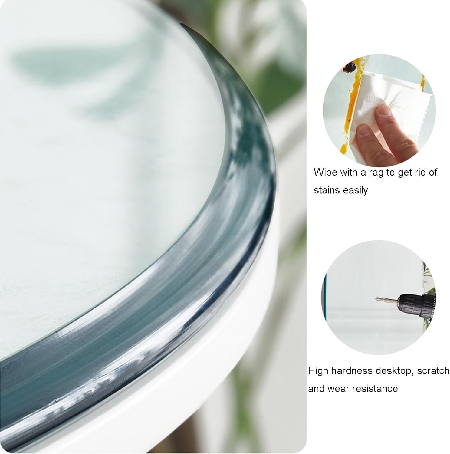 15in-24in Tempered Clear Glass Table Top, 8mm Thick Beveled Polished Edge Top Protector Replacement Glass for Dining, End, Coffee, Patio Tables(43cm/17)