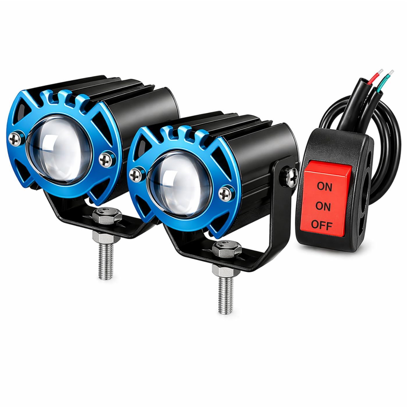 2Pcs Bike LED Fog Light with ON/OFF Switch, 5 Modes (White/Yellow/Dual/Flash/Strobe), Super Bright Waterproof Auxiliary Light for Motorcycle, Scooter & Car-image-39