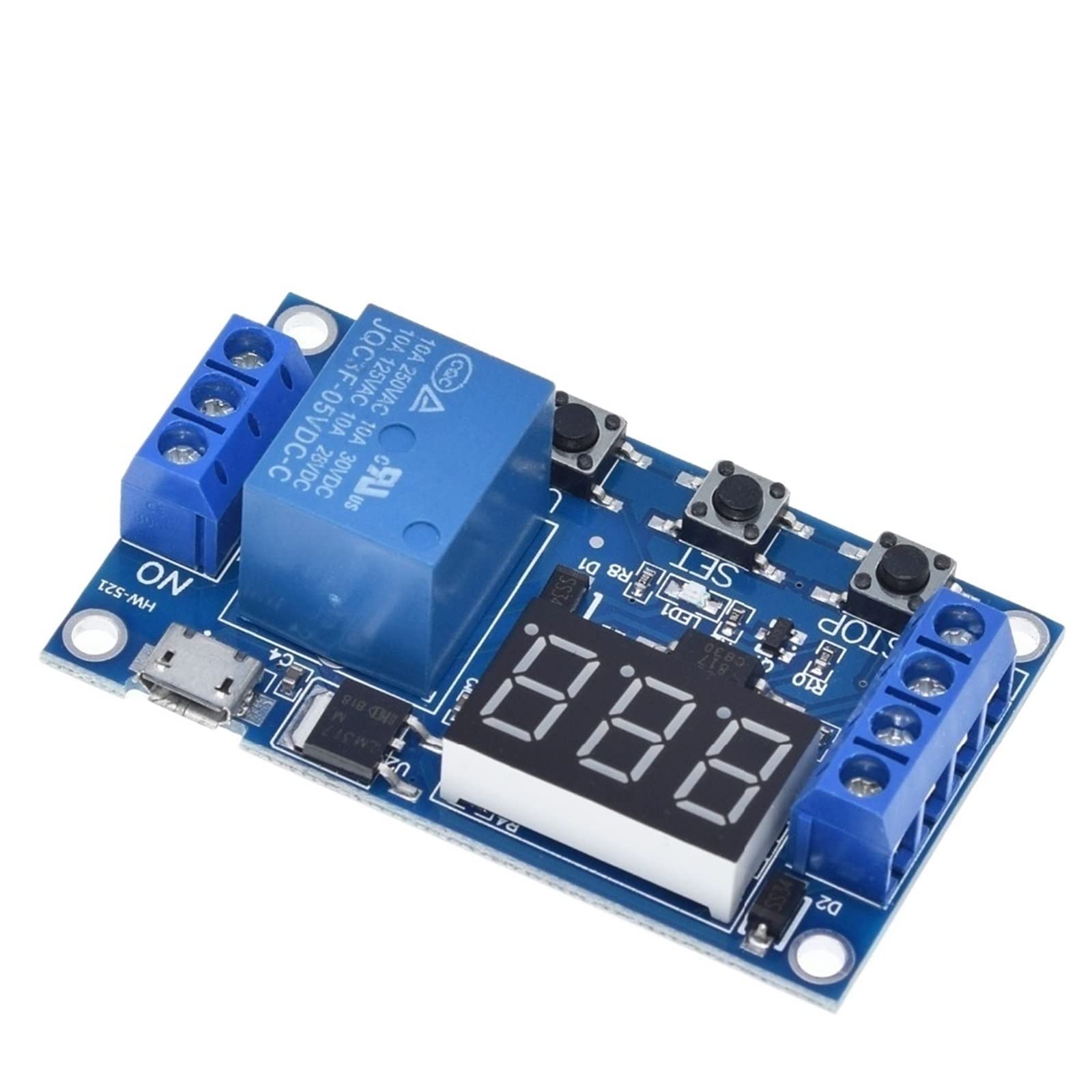 1 Canale 5V Modulo Relè di Ritardo Trigger Interruttore Off/ON Ciclo Temporizzazione 999 Minuti Scheda Rele Pz