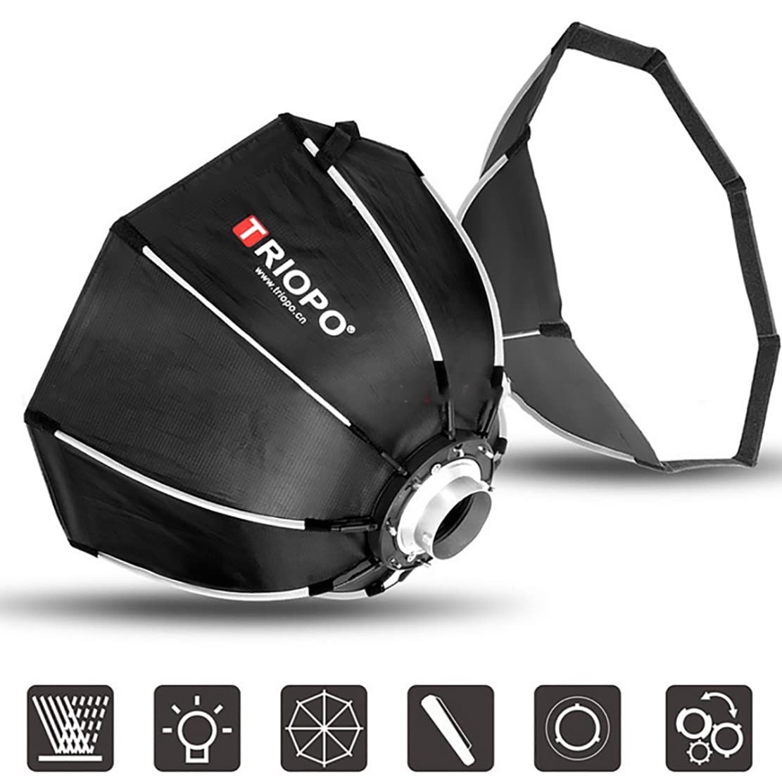 Triopo Softbox ottagonale Bowens Mount 90 cm Diffusore di luce con griglia a nido d'ape per illuminazione stroboscopica da studio