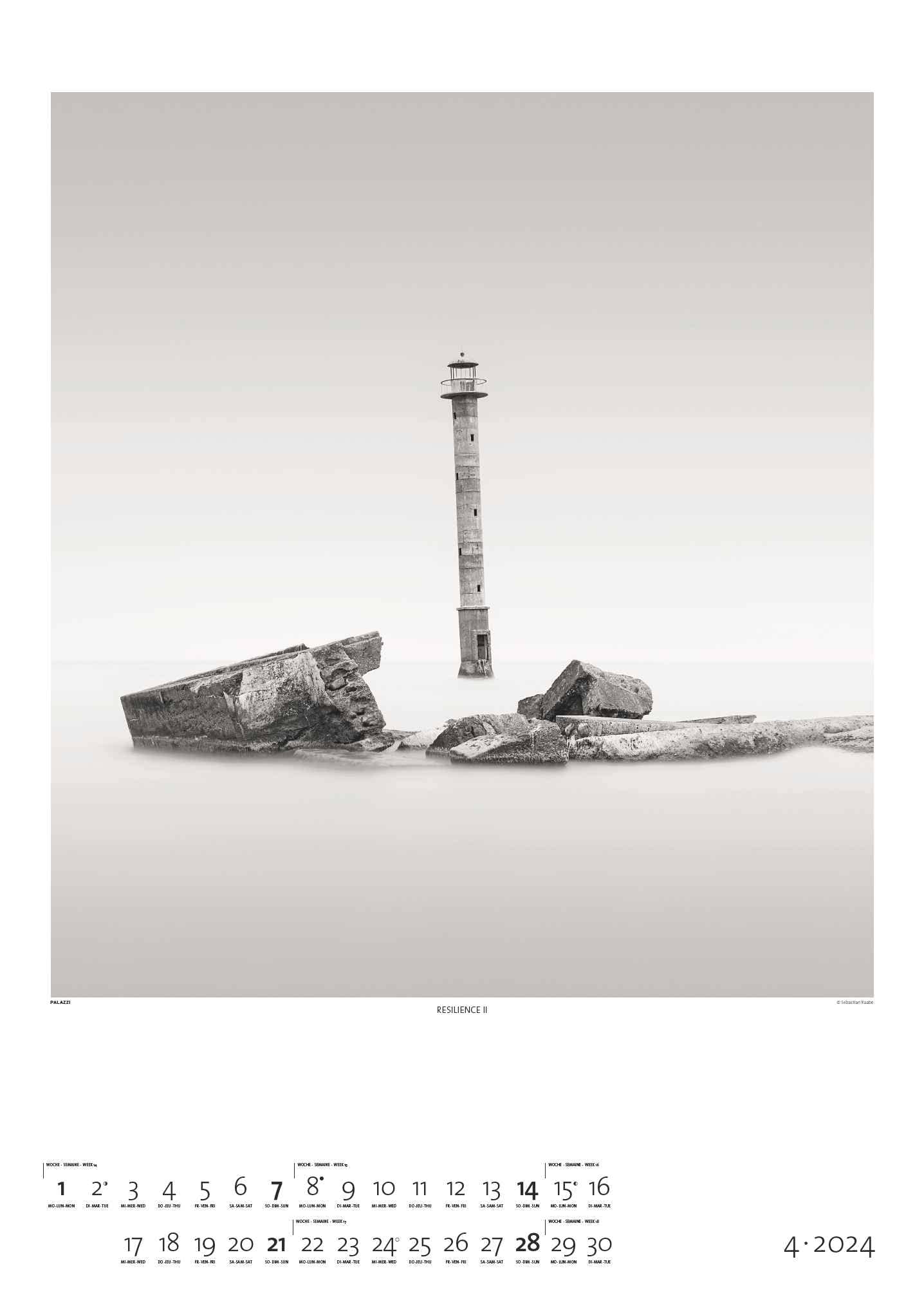Black & White 2024 - Bildkalender 50x70 cm - Wandkalender XL - schwarz-weiß - Kunst - Hochformat - Palazzi: Fine Art Photography