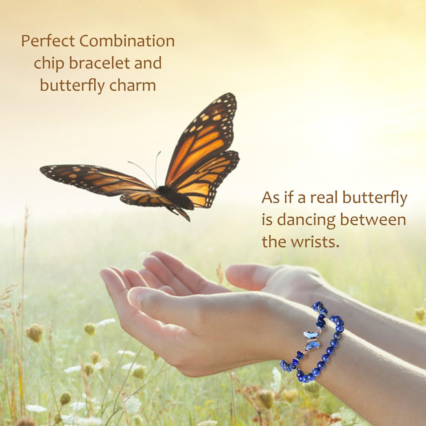 DUQGUHO 2Pcs Butterfly Bracelets for Women Healing Crystals Bracelets for Women Natural Gemstone Bead Bracelet Cute Butterfly Charm Bracelet Stretch 8mm Crystal Jewelry Gifts for Women - Image 5