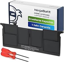 NinjaBatt A1465 A1370 Akku für Apple Macbook Air 11" [Mitte 2011 2012 2013 Anfang 2014 2015 2016 2017 Jahre] A1495 A1406 - Hohe Kapazität [5100mAh/39Wh/7,6V]