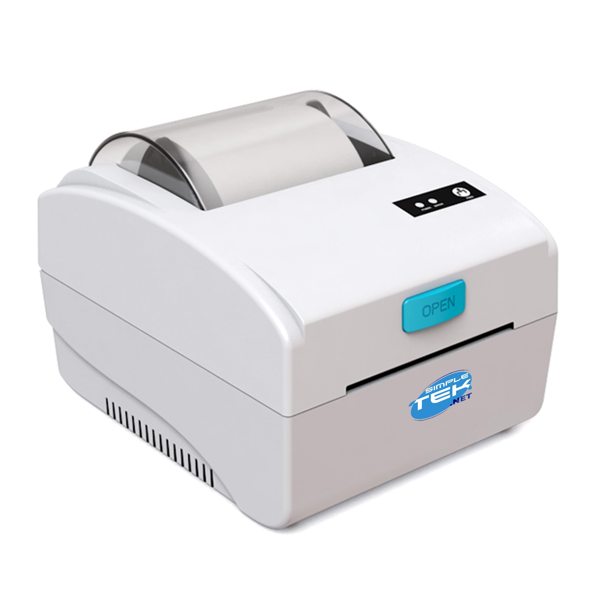 SIMPLETEK - Drukarka termiczna 80 mm - podwójny tryb etykiet i paragonów - Łączność USB + Ethernet LAN - obsługa TSPL/ESC/POS - biała