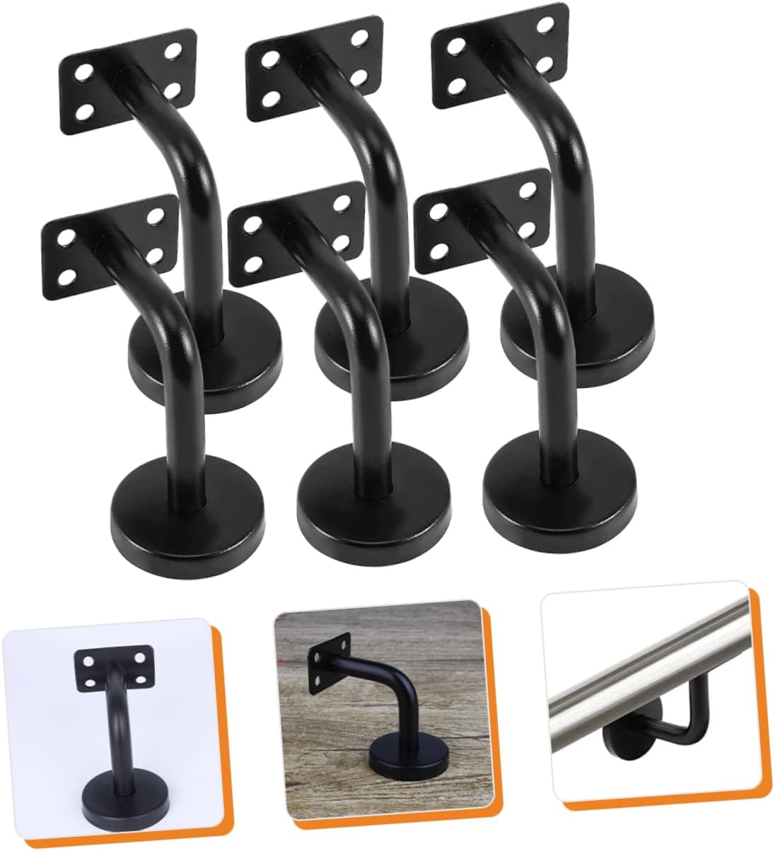 6 Pack Stair Railing Support Brackets Handrail Holder for Stairs Stainless Steel Strong Sturdy