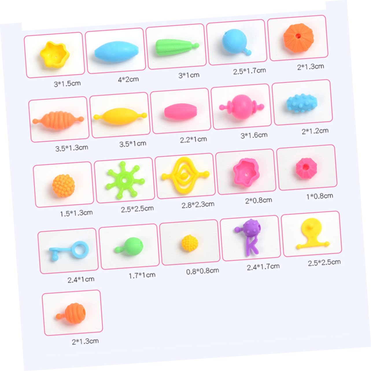 HONITANO Juego de Cuentas de Plástico para Manualidades Infantiles Caja Transparente, Lavable Diferentes Tamaños para Hacer Pulseras y Collares en Casa