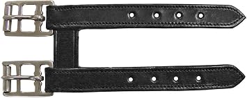 English Leather Elastic Girth Extender with Stainless Steel Roller Buckles and Double Layer Elastic.
