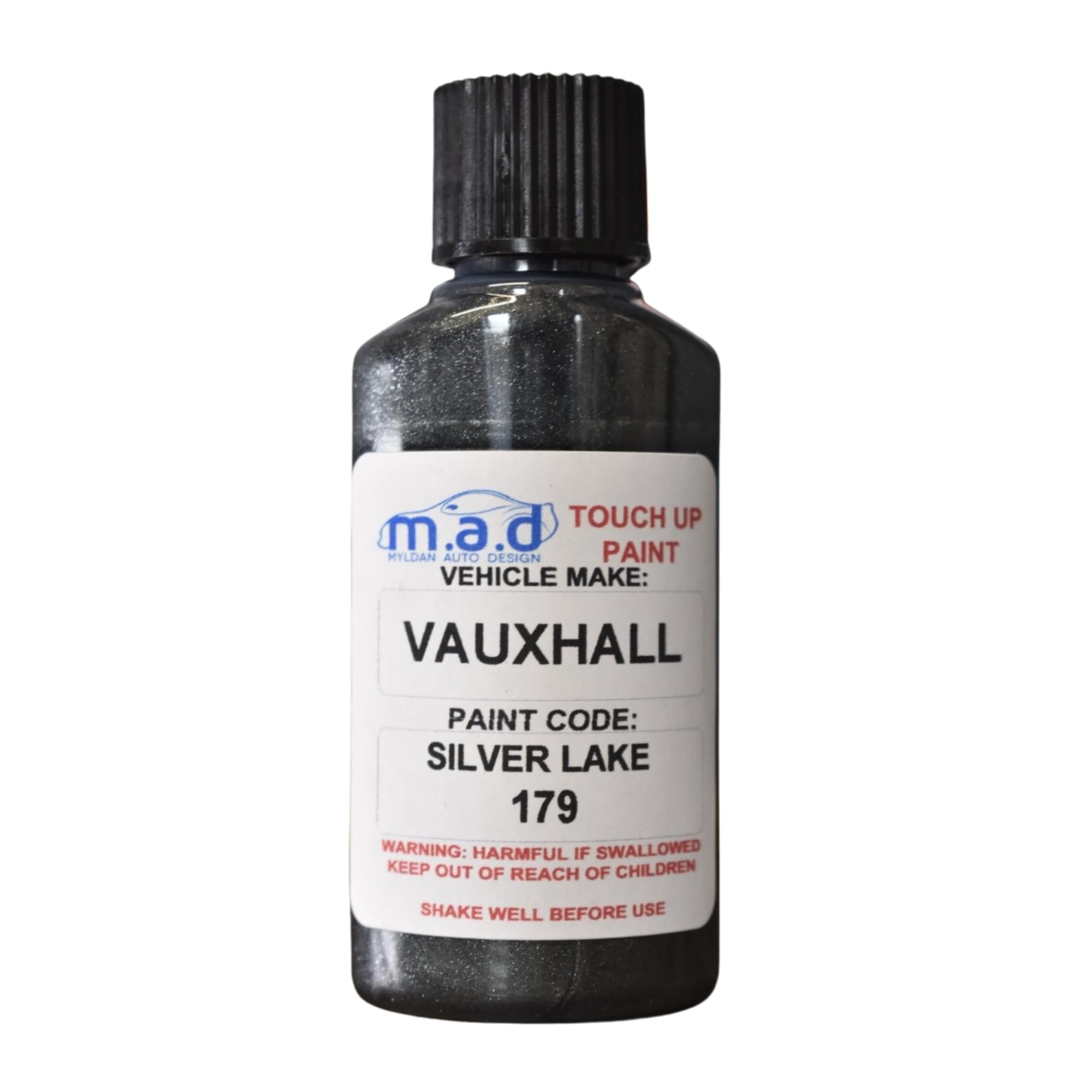 Mad Paints Silver Touch Up Paint Compatible With Vauxhall Lake 179 Vectra Corsa - 30Ml Kit, Gloss Finish With Built-In Brush - Made With Helios Paint