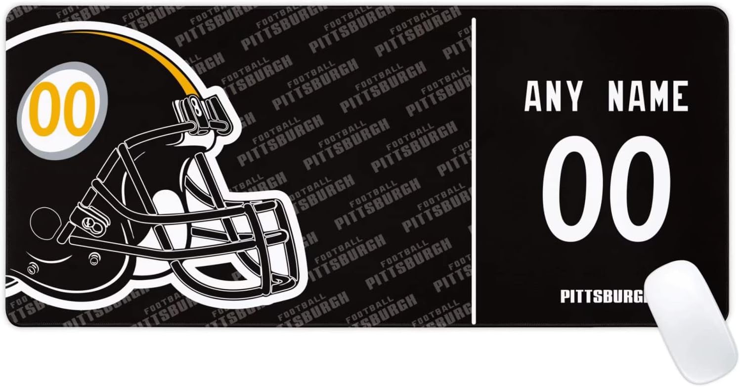 Pittsburgh Mouse Pad Custom Any Name and Number Desk Pad for Men Women Youth Gifts