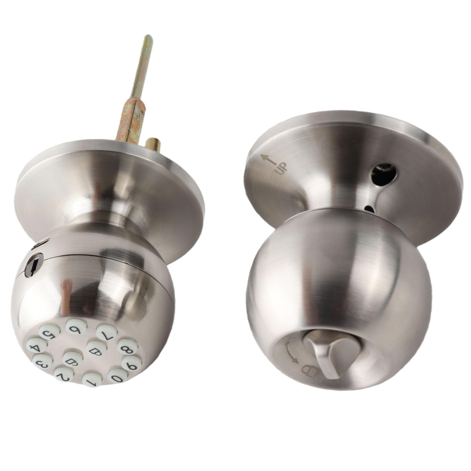 Maniglia Elettronica con Tastierino E Chiave per Porte Da 35-55Mm argento | Design Sferico in Metallo, Ideale appartamenti Uffici, Meccanismo di Blocco Sicuro, Finitura argento Elegante