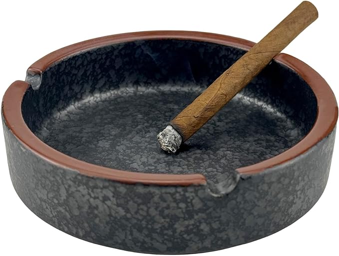 Ceramic Ashtray Stylish Lava Dazzling Black (Medium Size)