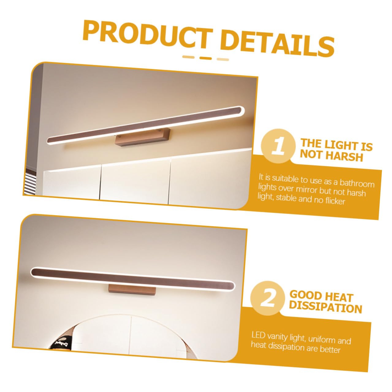 Lampada Specchio Bagno LED in Alluminio e Acrilico | Luce Uniforme Regolabile, per Camera da Letto e Trucco, Design Moderno da Parete