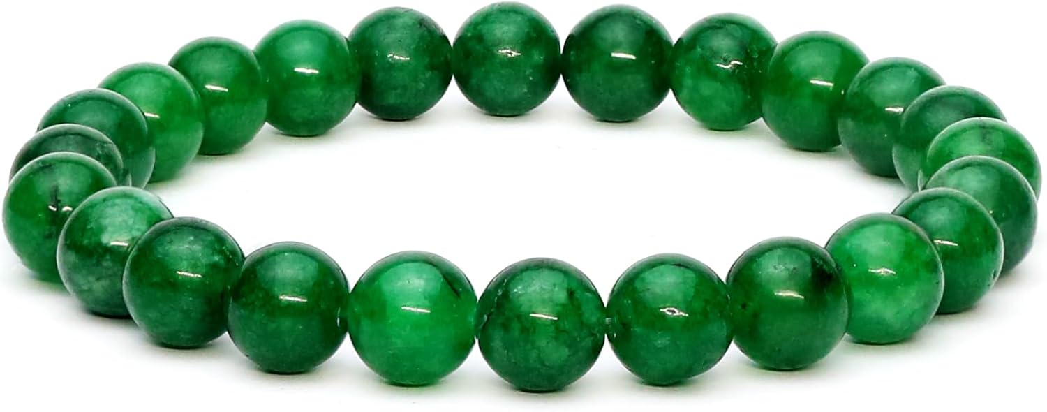 Green Jade Bracelet for Women & Men - Genuine Jade Stone Lucky Wealth Bracelet - Healing Crystal for Abundance, Harmony & Good Fortune - Adjustable Spiritual Jewelry Gift for Birthdays