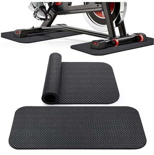 Hahorpa 2Pcs Treadmill Mat Floor Protector, Anti Vibration Turbo Trainer Mat, Non-Slip Double-Sided Silicone Exercise Mats Thick, Stable Gym Floor Mats for Fitness Equipment, Indoor Cycling, Home
