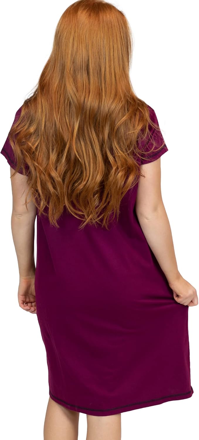 Lazy One Women's Nightgown, Funny V-Neck Sleep Shirt for Women, Bear & Moose Pajama Shirts - Image 2