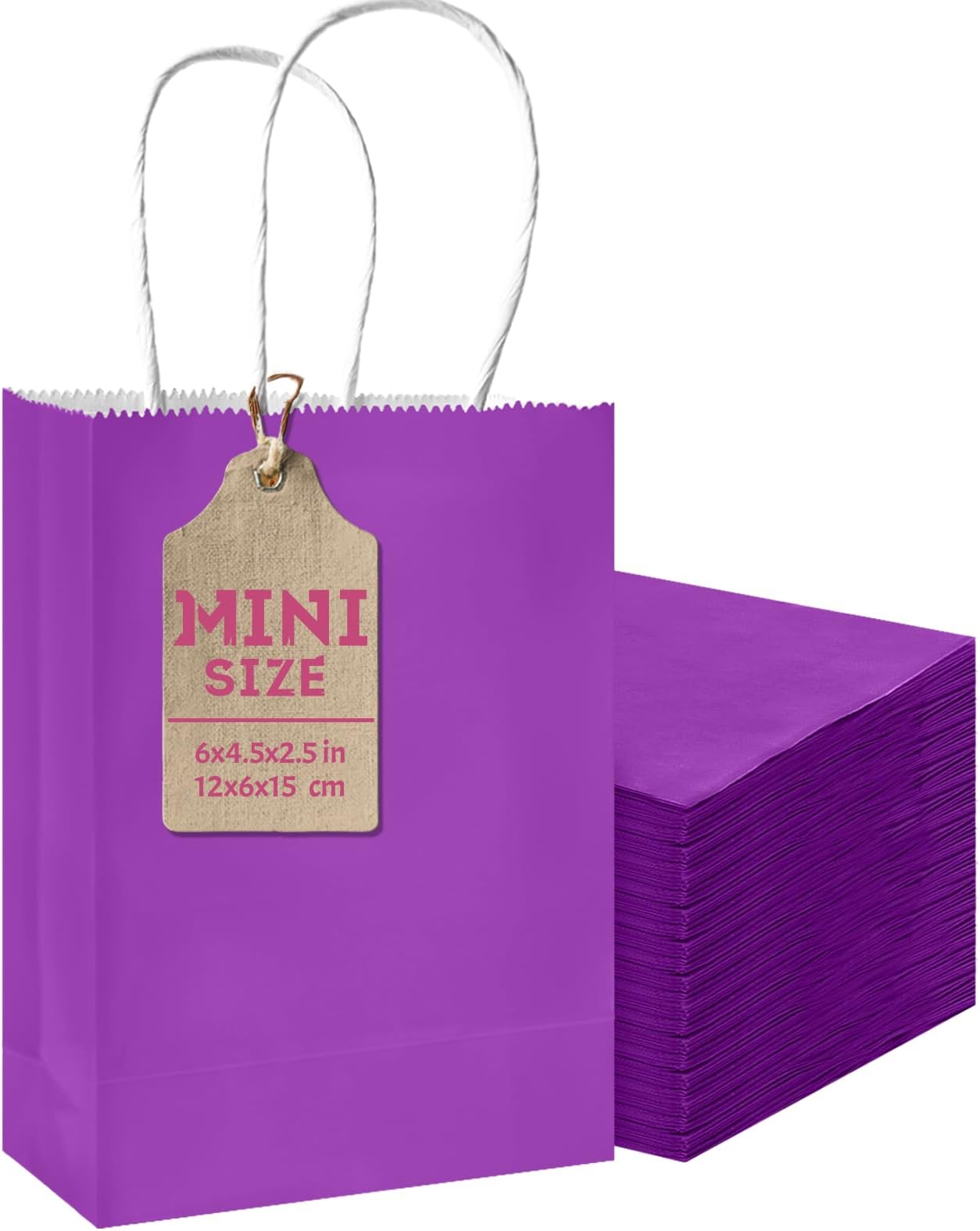 24PCS Mini Gift Bag with Handles Bulk 4.5"x2.5"x6" Gift Bags Violet Bags Multiple Uses