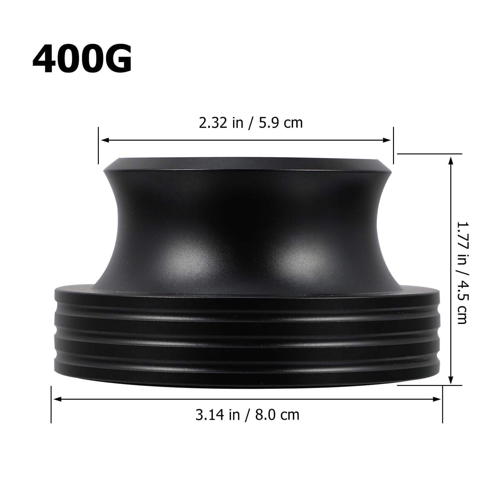IMIKEYA Stabilizzatore di peso per dischi in vinile stampa in alluminio nero 400 G Accessorio antivibrazione per giradischi migliora la qualità del suono e la stabilità