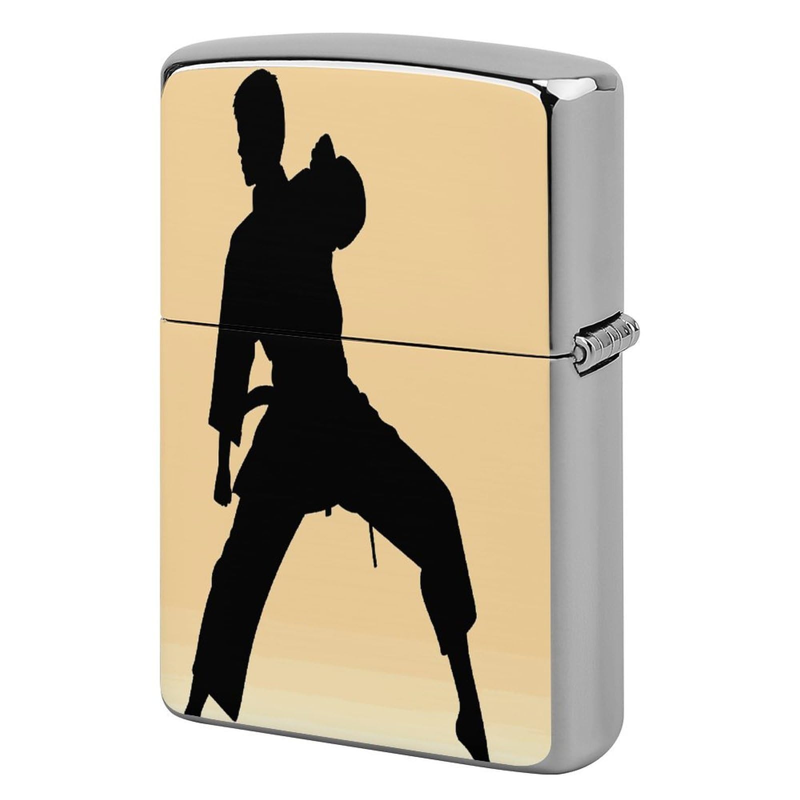 Fekiloot Men's Style Karate Silhouette Lighter Case Cover Metal Lighter Case