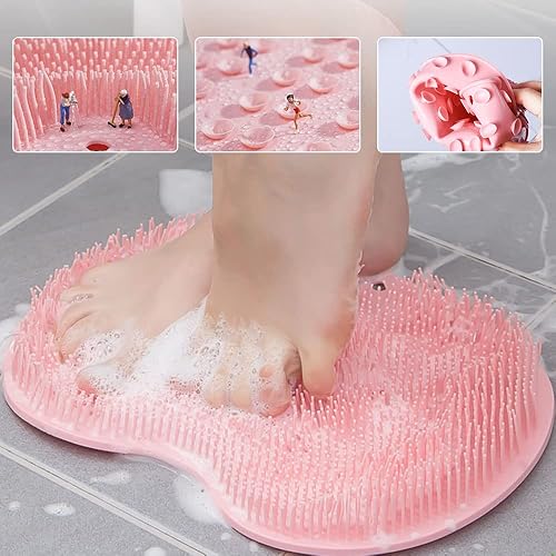 Miniatura 2 de Alfombrilla de silicona para pies de ducha, mejorada para montar en la pared, limpiador de pies con ventosas deslizantes, almohadilla de limpieza
