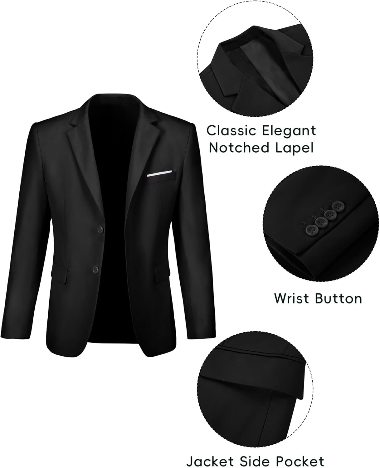 Fxzpiodi Mens Suit Slim Fit 2 Piece Suits,Two Button Solid Business Wedding Tuxedo Suit for Prom Suit Jacket and Pants - Image 3