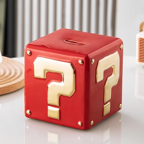 Vista 12 de Yundu Alcancía de cerámica para adultos debe romperse para abrir, banco de monedas genial para niños, alcancía divertida para niñas y niños, caja