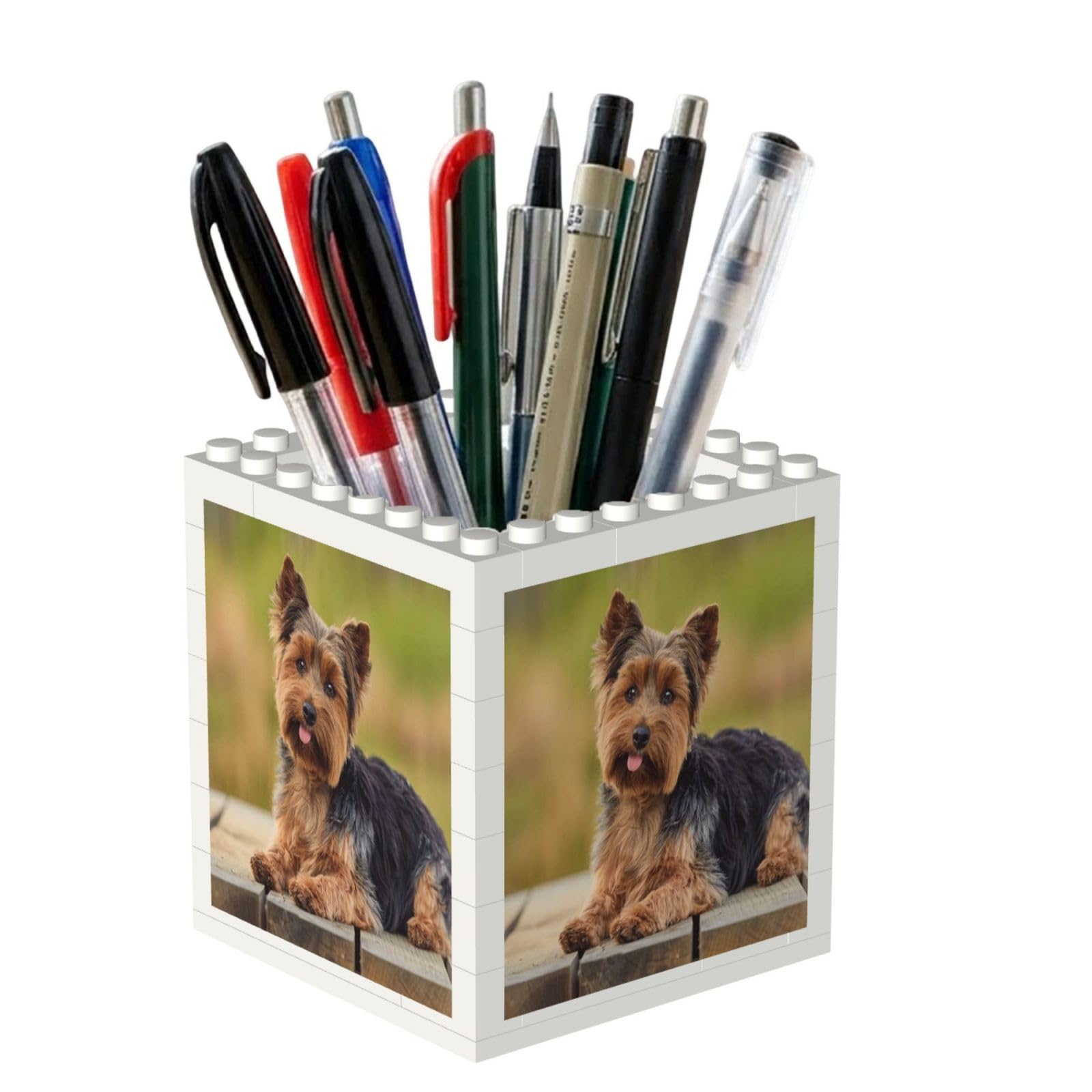 Poadnly Yorkshire Terrier, Pen Pot Pencil Holder for Office Home School, Compact Desk Organiser for Office Stationery