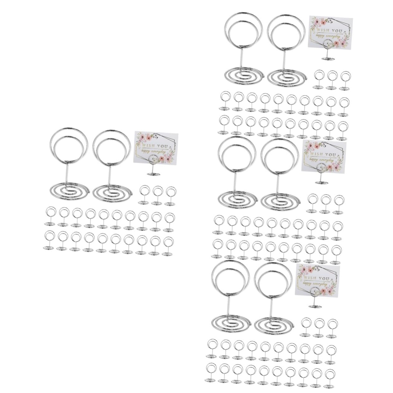 MAGICLULU 4 Ensembles Titulaire De La Carte De Visite Mariage Titulaires Porte-photos Clip Présentoir De Porte-cartes De Vœux Note Pince Nom Pour Silver Métal 50 Pièces * 4
