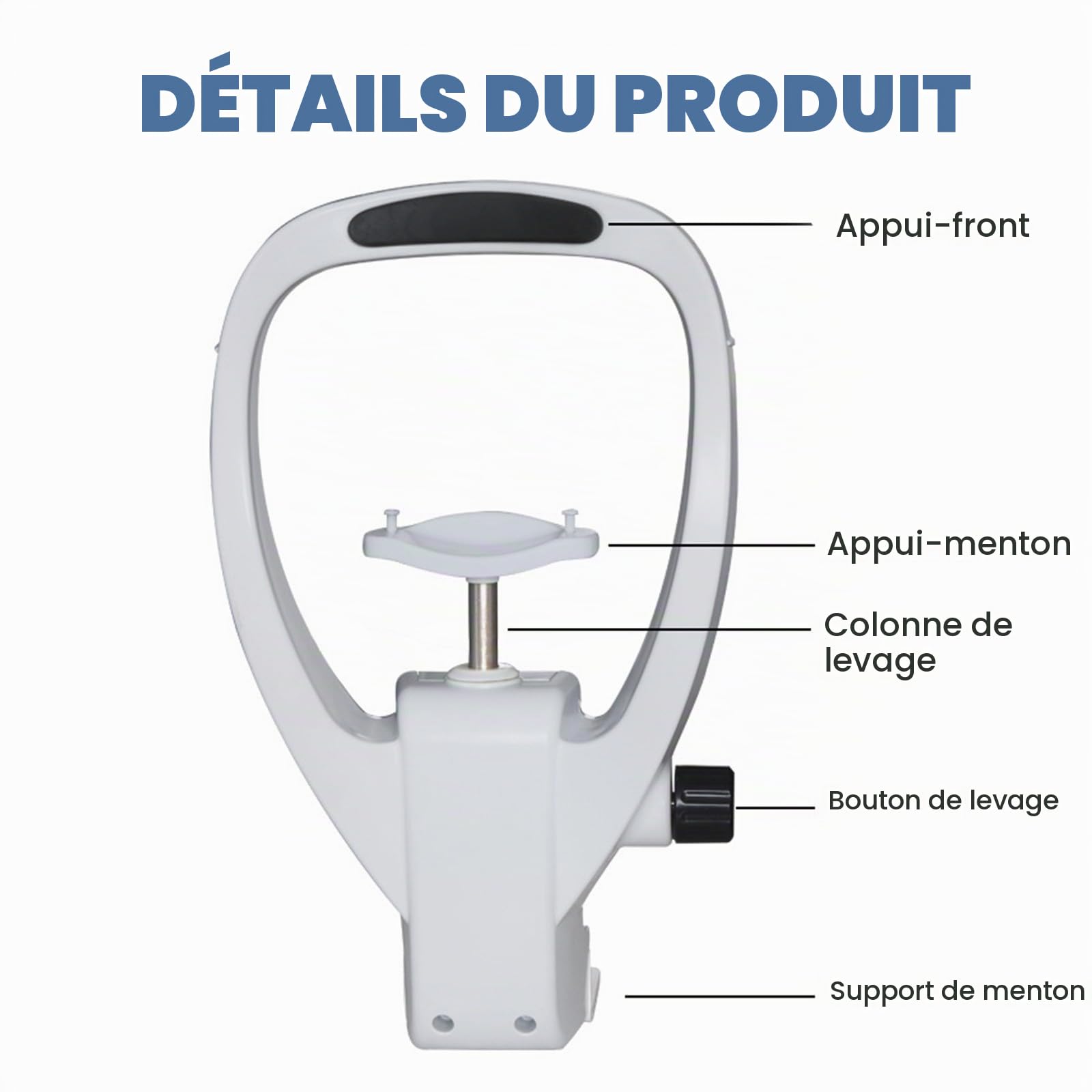 Support de Menton de Levage d'optométrie, mentonnière Optique réglable, Accessoires d'optométrie de Support Frontal, adaptés aux magasins d'optique, aux centres de Soins de la Vue