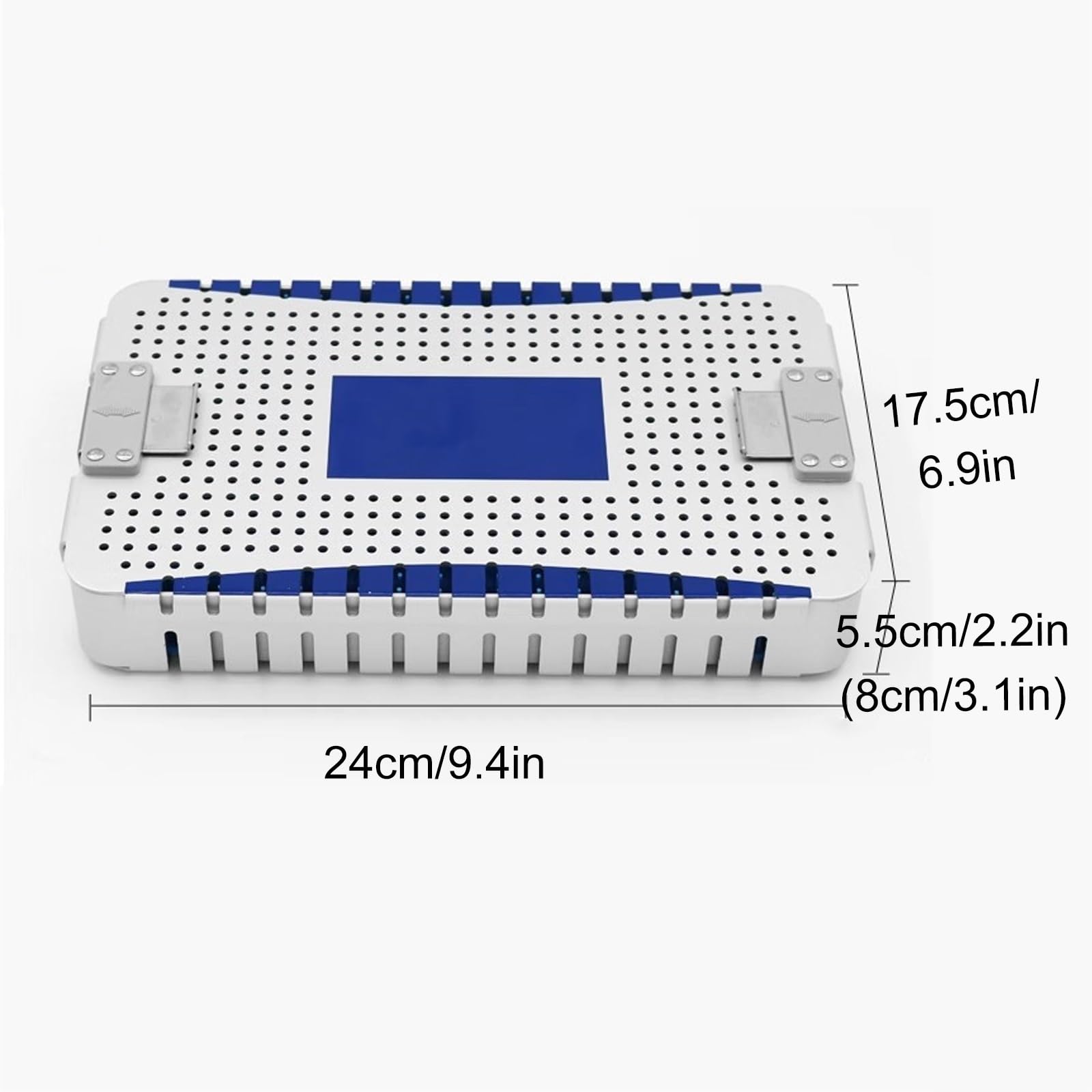 Caja de Esterilización de Aluminio con tapa cerradura y mata de silicona anticorrosiva, estuche para kits de robótica quirúrgica, esterilización veterinaria y departamentos(9.4in*6.9in*2.2in double ti