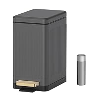Vista 10 de Mbillion Cubo de Basura para Baño con Tapa, Acero Inoxidable Delgado, Pequeño, 10 Litros, 2.6 Galones, Cierre Suave, Pedal de Paso, Cesta de Basura