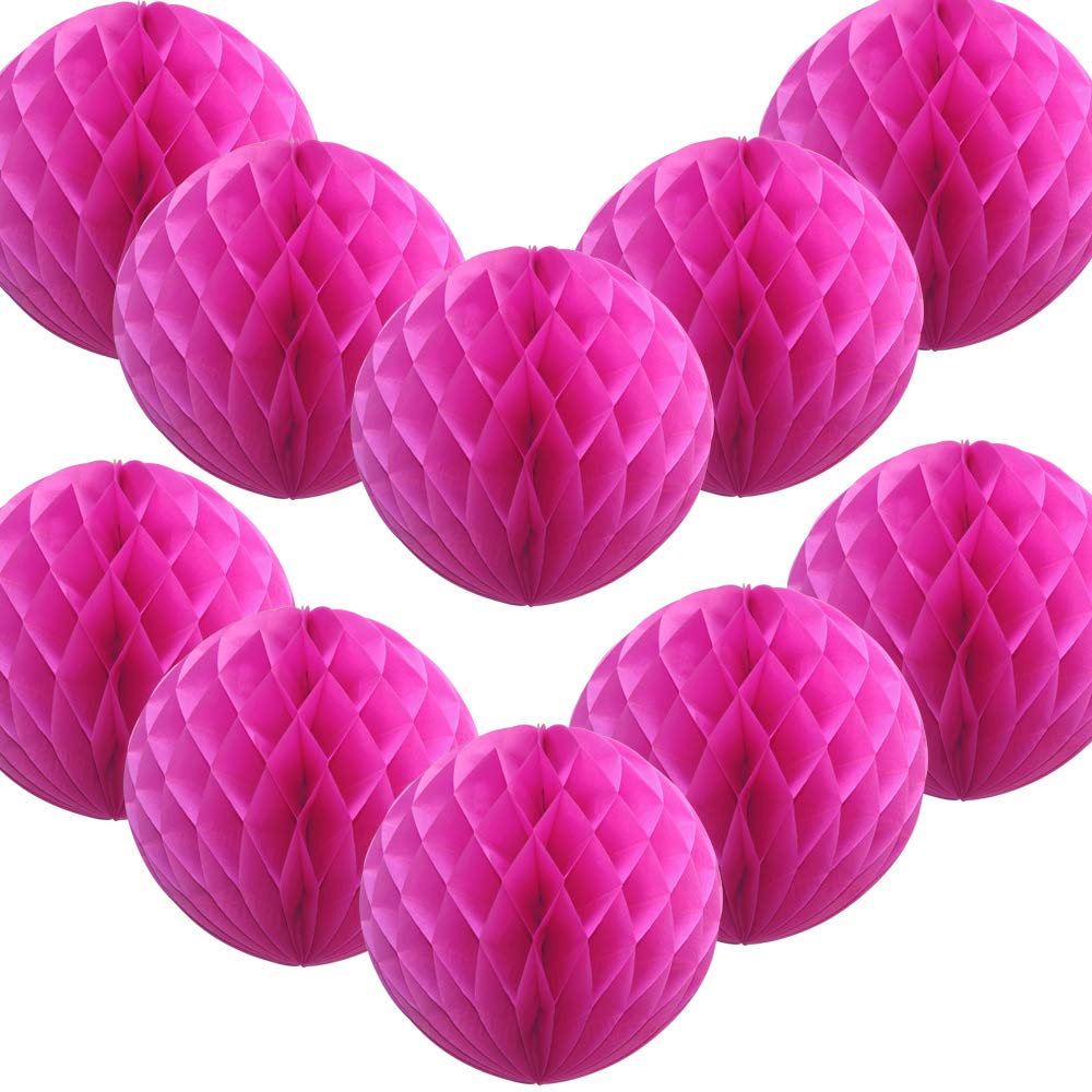 Time to Sparkle 10 Pack Tissue Paper Honeycomb Balls Table Centrepiece Lantern Garland Wedding Decoration Ball-Rose Red, 14"(35cm) — image 1