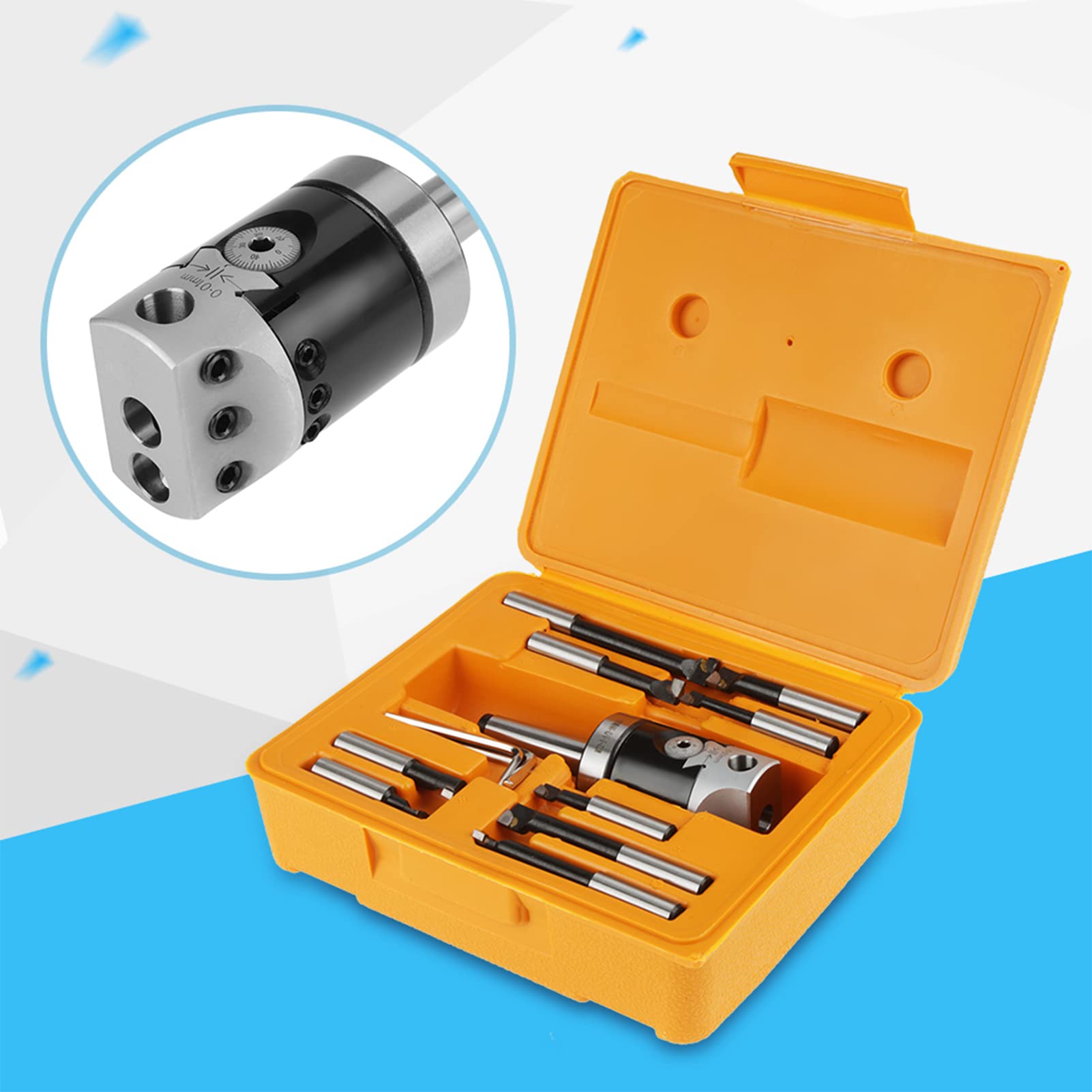 MT2 M10 F1 12 Boring Head 50mm Accessories Set including 9pcs 12mm Boring Bars for Milling Machine - Image 2