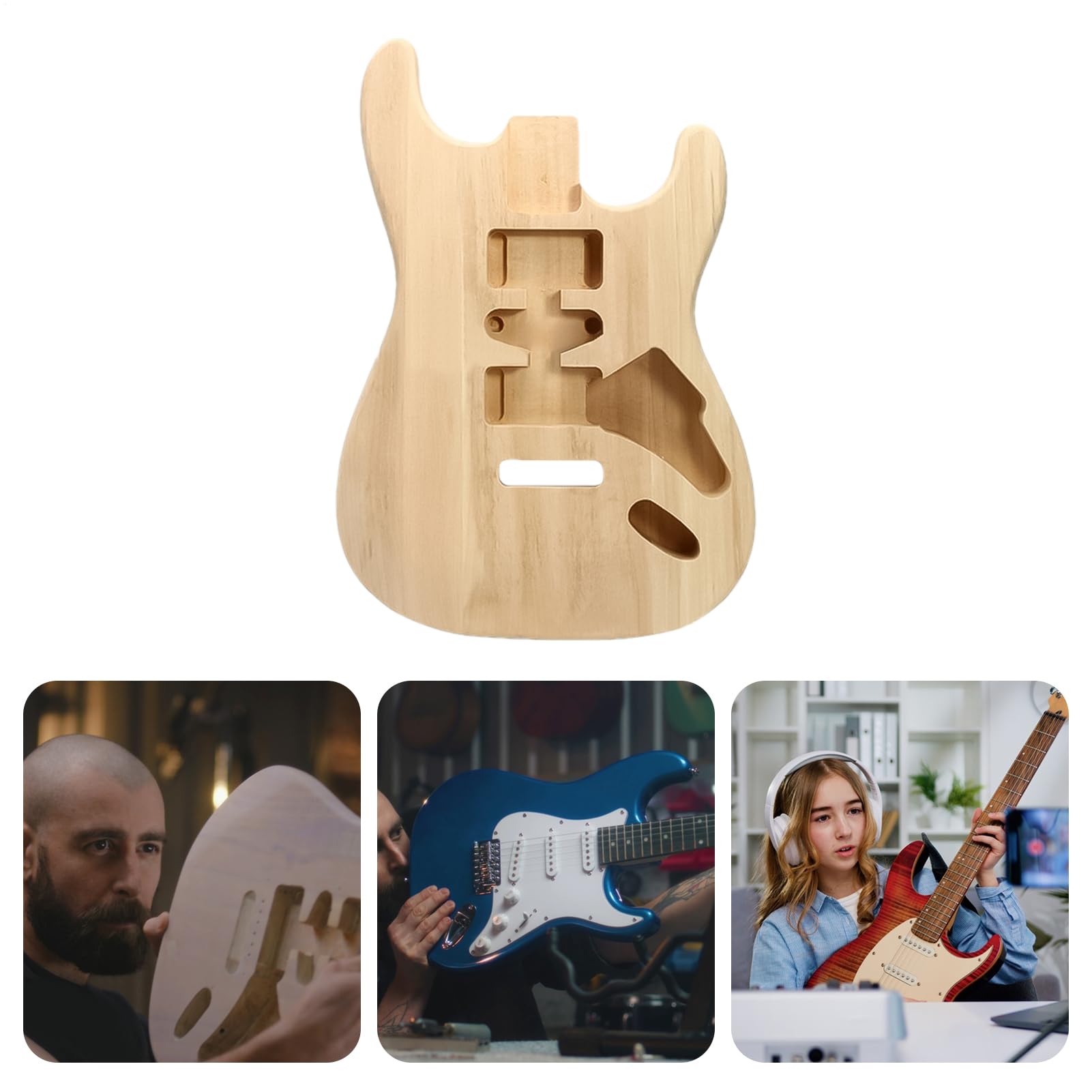 Corpo Chitarra Elettrica Grezzo Strumento Musicale per la Costruzione | Parte Grezza Non Finita Per Laboratorio Studio Aula Principianti Professionisti Musicisti Hobbisti