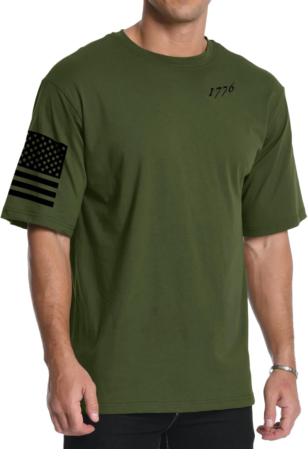 Men's Graphic Tees Short Sleeve 1776 USA Flag Crewneck Casual American Patriotic Regular T-Shirt for Men - Image 2