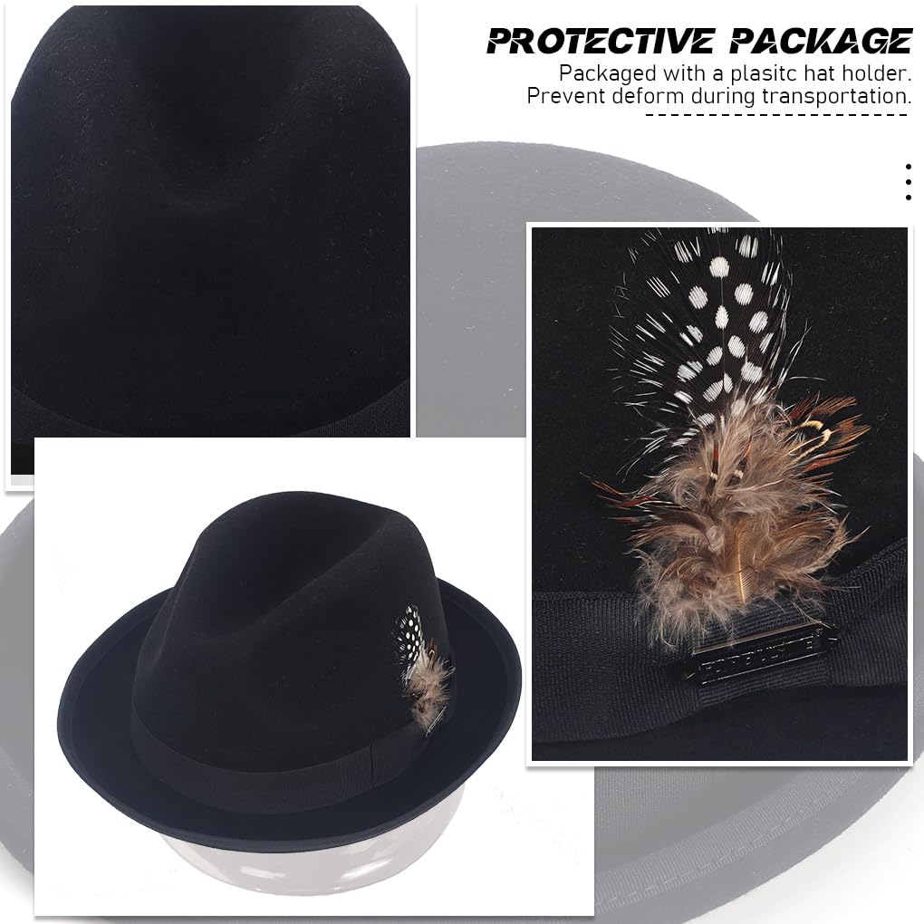Ruphedy Fedora Cappelli per Uomo Donna Lana Tesa Larga Feltro Panama Fedora Hat
