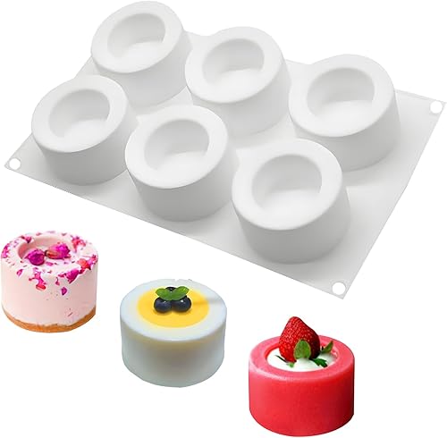 Miniatura 17 de Moldes grandes de silicona para chocolate, 6 cavidades redondas, moldes de vidrio para chupitos de hielo, galletas, dulces, postres, pudín y postre