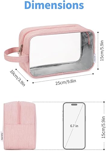 Miniatura 5 de Narwey Bolsas de aseo transparentes de viaje para artículos de aseo personal para hombres y mujeres, bolsa de maquillaje transparente con