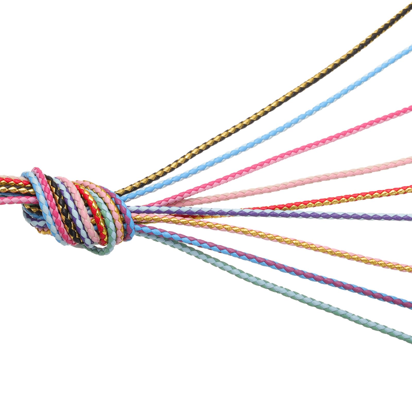 QUARKZMAN Cordoni in Pelle Intrecciata, Cinghia in Pelle Rotonda, Corda in Pelle Morbida per la Creazione di Gioielli, Fai da Te, Collane (3mm, 1 Yard, Blu Chiaro/Blu Scuro)