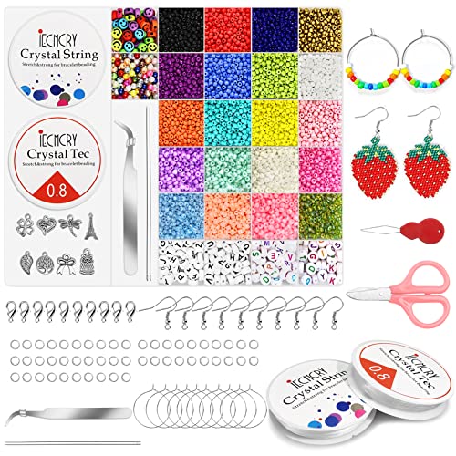 BEKOIUP Abalorios para Hacer Pulseras, 9000Pcs 3mm Cuentas de Colores Kit con Letras, Carita Sonriente y Abalorios Cristal para Hacer Pulseras, Brazaletes,Collares y joyas para Aadultos y Niños