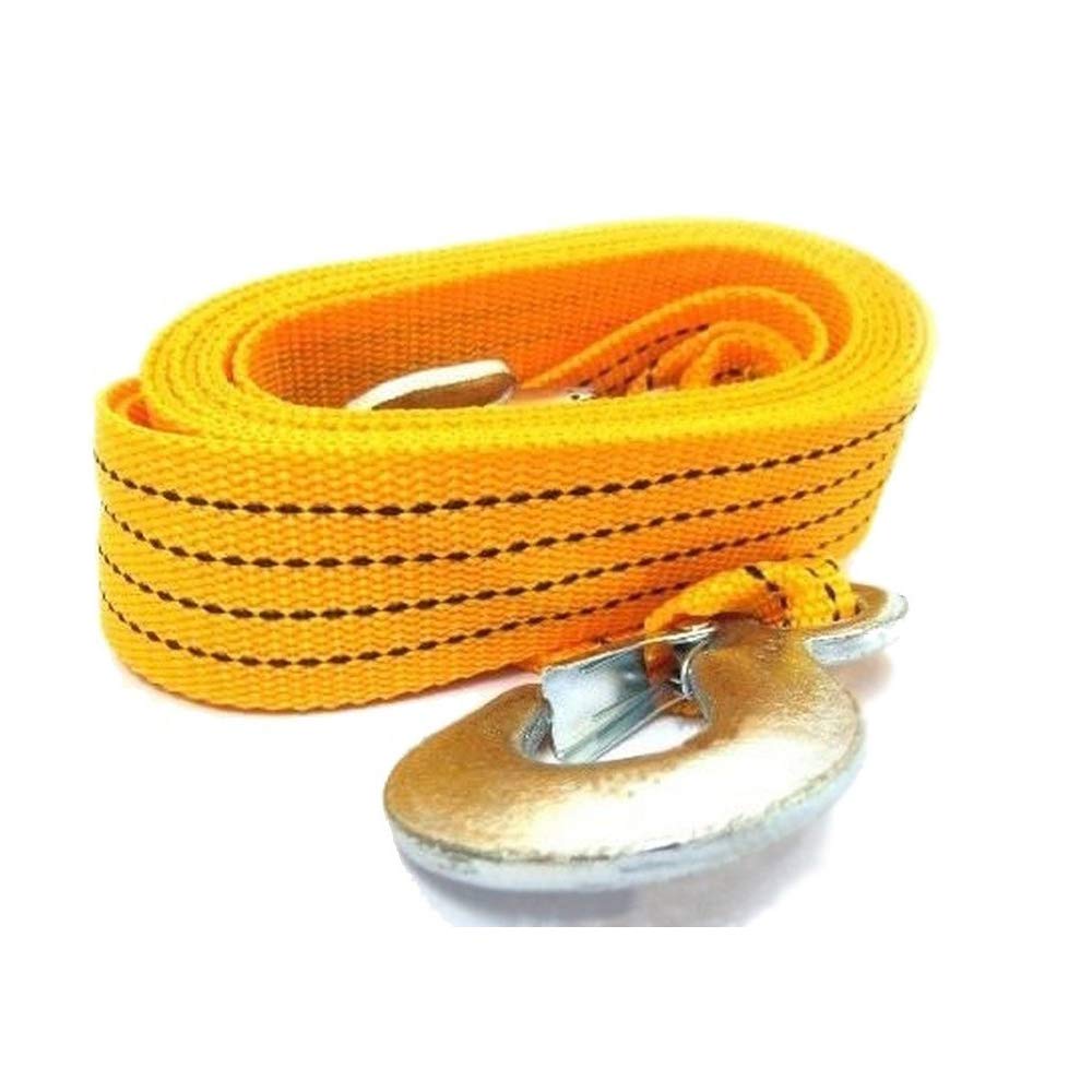 AllExtreme EXCTR125 Car Tow Rope Strap with Hooks | Heavy Duty 5 Ton 3 Meter High Strength Towing Cable | Durable Recovery Belt for Cars, SUVs, Trucks, Mahindra Pickups & Off-Road Vehicles (Yellow)