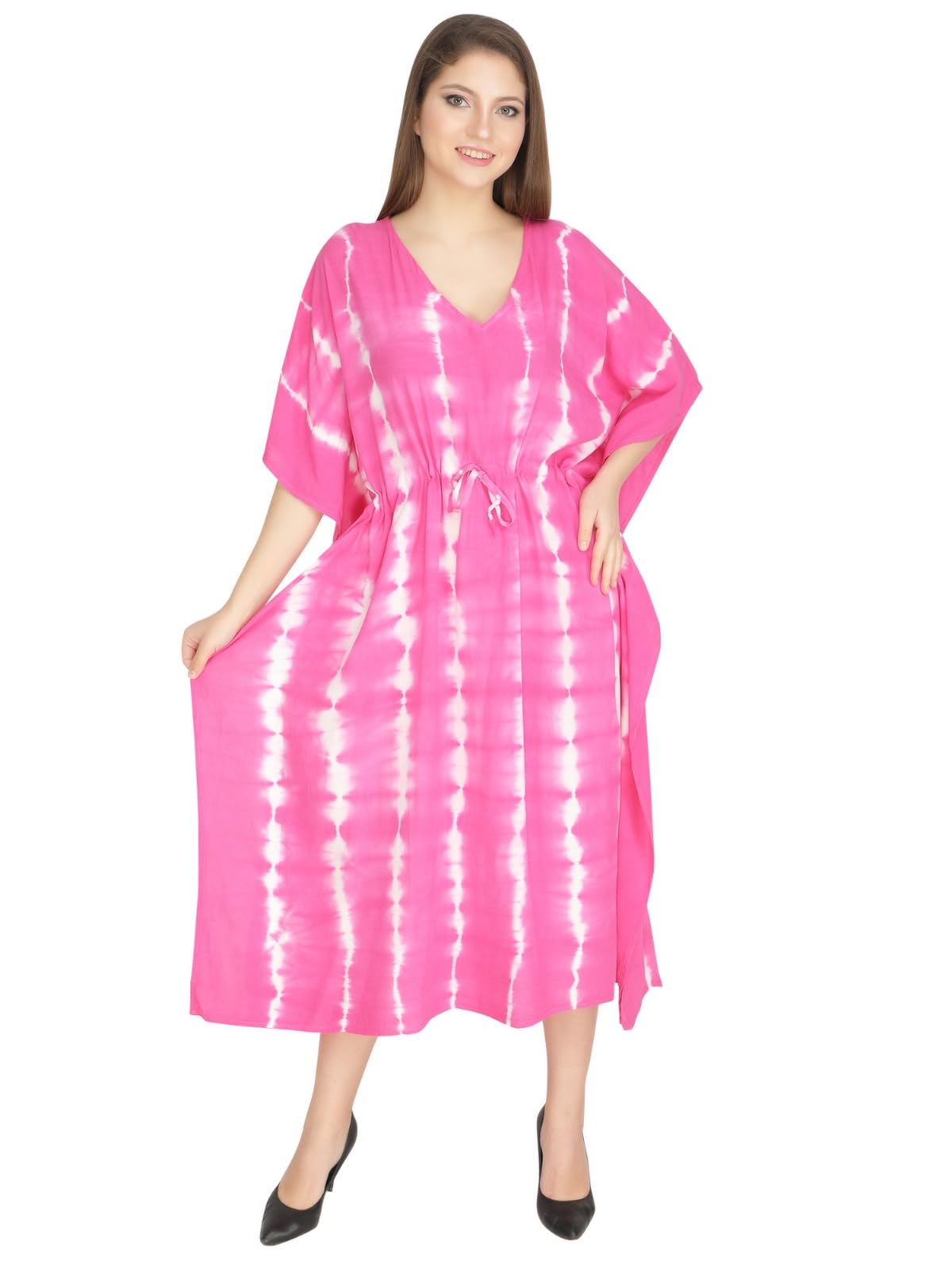 ukal Women's and Girl's Rayon Long Kaftan Maxi Summer Dress Night Dress Kimono Style Kaftan (Free Size)-picture-27